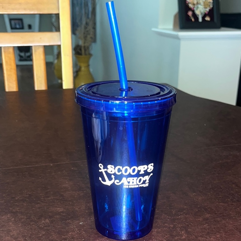 Blue Stranger Things Scoops Ahoy Tumbler With Straw
